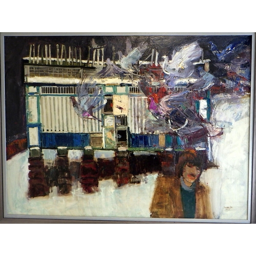 80 - Trevor Stubley, 'Coop In Snow', oil on canvas 1984: 105x135cm. VAT & Buyers Premium apply, ARR if so... 