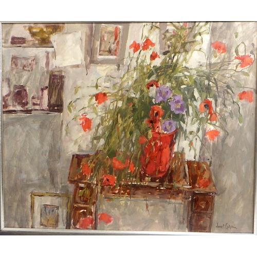 217 - Janet Golphin, 'Bucket Of Poppies', oil on board 1993: 59x69cm. VAT & Buyers Premium apply, ARR if s... 