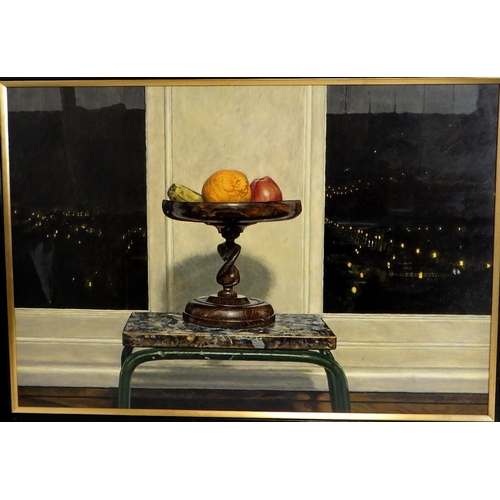 210 - Michael Exall, 'Fruit Stand At Night', oil on board 1998: 73x102cm. VAT & Buyers Premium apply, ARR ... 