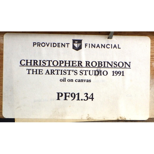 232 - Christopher Robinson, 'The Artist's Studio', oil on canvas 1991: 74x64cm. VAT & Buyers Premium apply... 