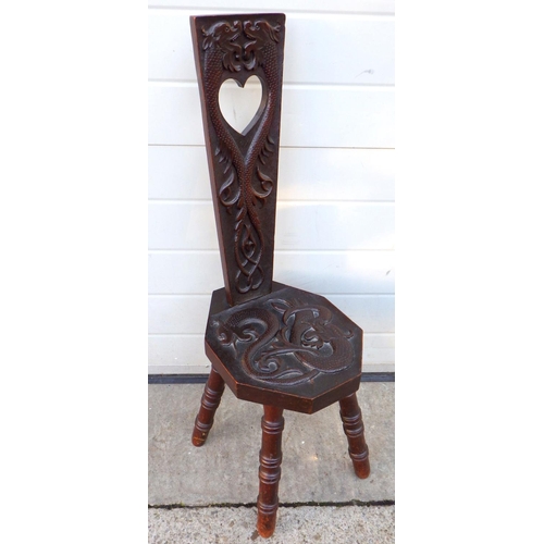 513 - Two dragon carved spinning chairs