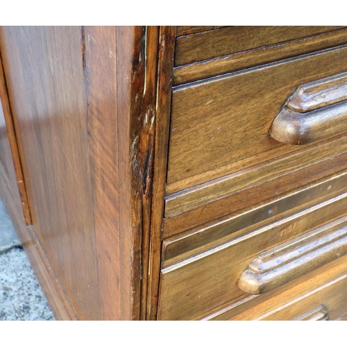 527 - An Edwardian walnut roll top desk, 153cm wide, with brass label Forest City, Furniture Co, Rockford,... 