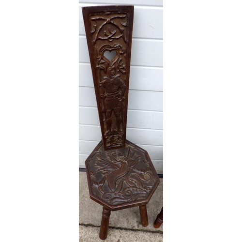 513 - Two dragon carved spinning chairs