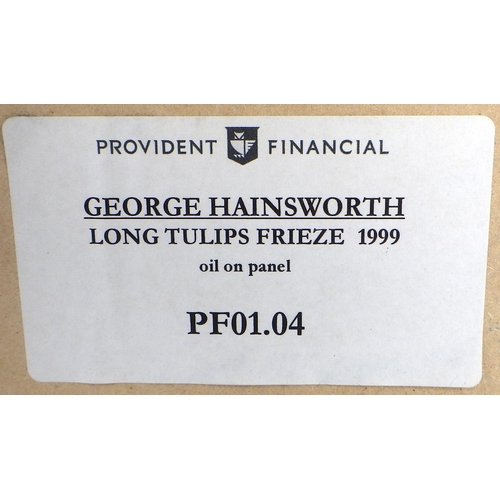 105 - George Hainsworth, 'Long Tulips Frieze', oil on board 1999 (£750): 48x97cm. VAT & Buyers Premium app... 