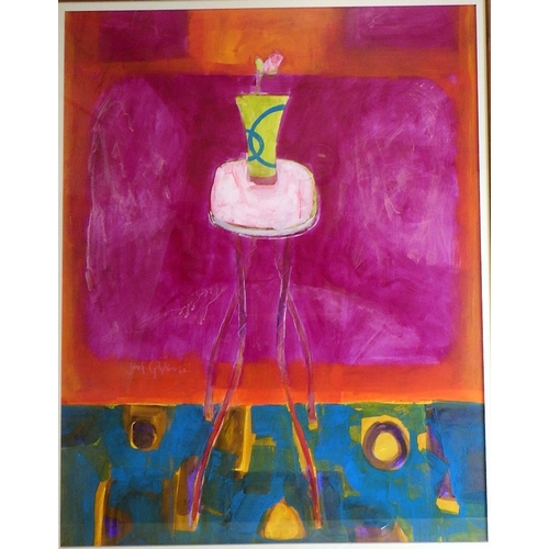 219 - Janet Golphin, 'Magenta Rose', mixed media 2002 (£2000): 119x99cm. VAT & Buyers Premium apply, ARR i... 