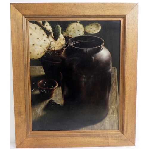 45 - Sheila Tilmouth, 'Large Pot And Cacti', oil on board 1987: 59x50cm. VAT & Buyers Premium apply, ARR ... 