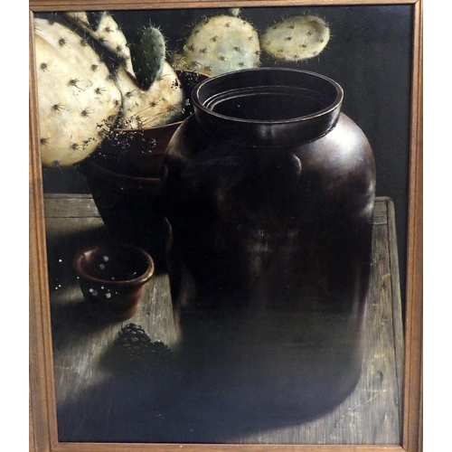 45 - Sheila Tilmouth, 'Large Pot And Cacti', oil on board 1987: 59x50cm. VAT & Buyers Premium apply, ARR ... 