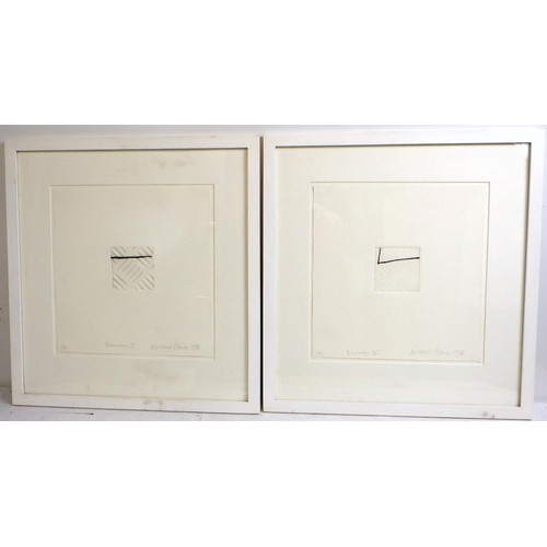 176 - Three Melanie Clarke artworks: 'Boundary?' I and IV, both limited edition 1/4, 1996 (48x45cm) togeth... 