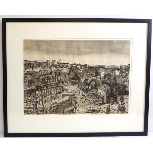 38 - Three Wendy De Rusett pictures: 'View From Colonnade', 1983 (77x68cm); 'Industrial Landscape', 1982 ... 