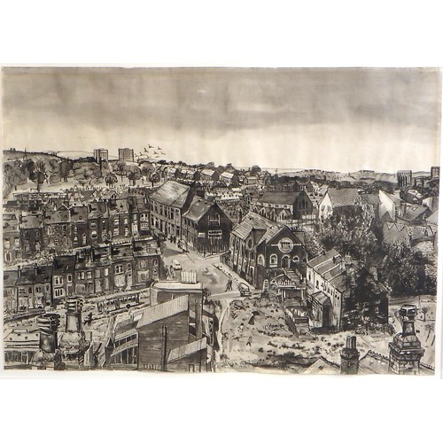 38 - Three Wendy De Rusett pictures: 'View From Colonnade', 1983 (77x68cm); 'Industrial Landscape', 1982 ... 