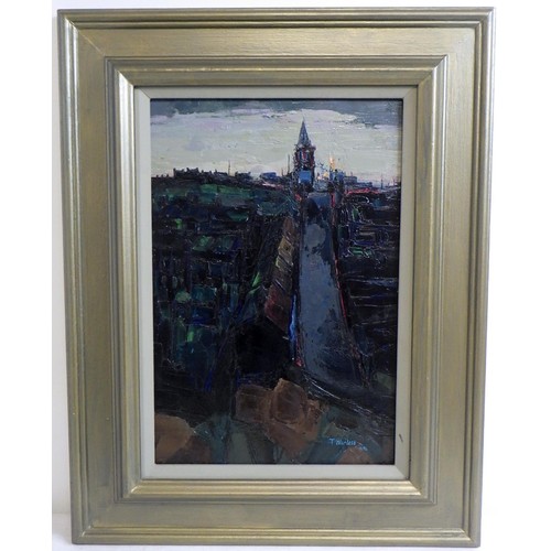 40 - Two T. Wanless pictures: 'Brimham Rocks' 10/30 print (55x50cm) and 'Grey Dawn Over Hill Town', oil o... 