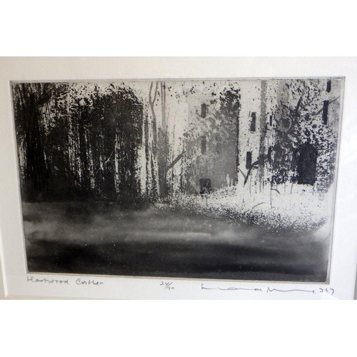 135 - Four Norman Ackroyd RA etchings: 'Harewood in January', 15/90 1997 (43x38cm); 'Garden Stairs - Harew... 