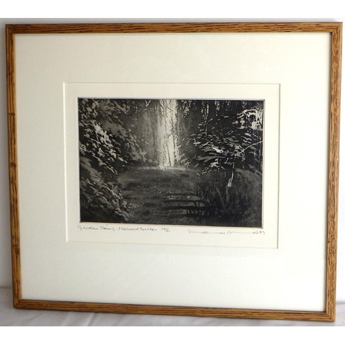 135 - Four Norman Ackroyd RA etchings: 'Harewood in January', 15/90 1997 (43x38cm); 'Garden Stairs - Harew... 