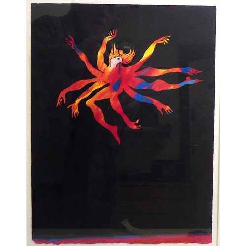 141 - Three Phil Redford pictures: 'Leeds Art Fair', 23/30 screenprint 1997 (46x48cm);  'Firebird', mixed ... 