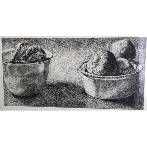 170 - Two Michael Exall artworks: 'Y Shaped Tree', 2/8 woodcut 1994 (71x52cm) & 'Fruit And Bowls', 23/30 e... 