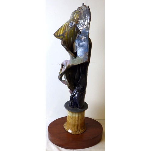 308 - A signed Art pottery figure 63 cm tall, loose from base. (A/F) VAT & Buyers Premium apply, ARR if so... 