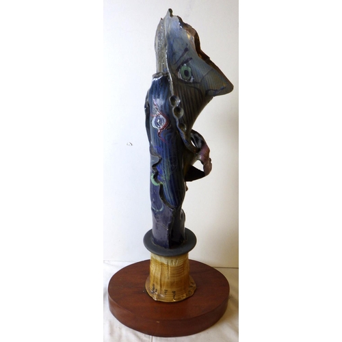 308 - A signed Art pottery figure 63 cm tall, loose from base. (A/F) VAT & Buyers Premium apply, ARR if so... 