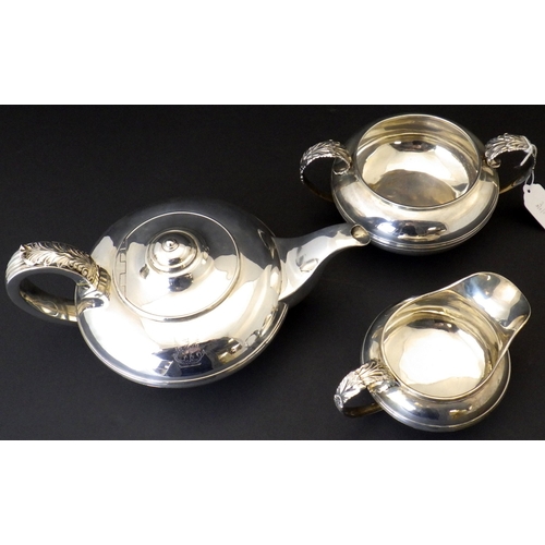 103 - A George IV York silver three piece tea set, comprising teapot, jug and bowl matched dates but same ... 