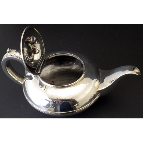 103 - A George IV York silver three piece tea set, comprising teapot, jug and bowl matched dates but same ... 