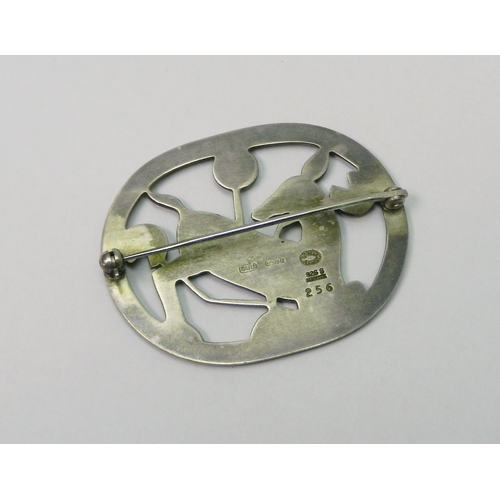1 - Georg Jensen: a silver brooch depicting a deer in foliage, design number 256.  45 x 35mm