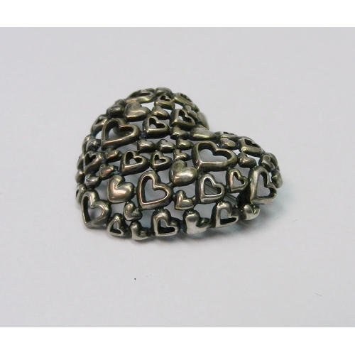 2 - Georg Jensen: a silver heart-shaped brooch marked ASCH, design number 413.  36 x 33mm