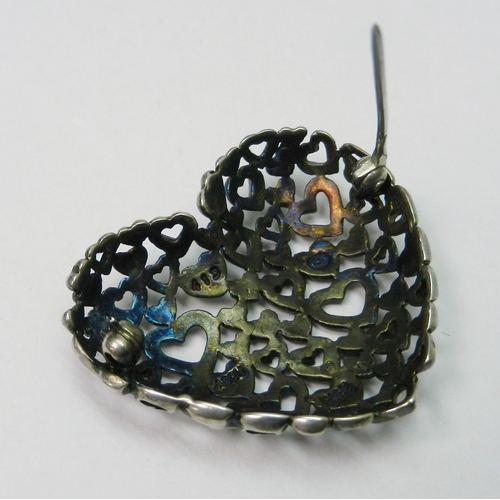 2 - Georg Jensen: a silver heart-shaped brooch marked ASCH, design number 413.  36 x 33mm