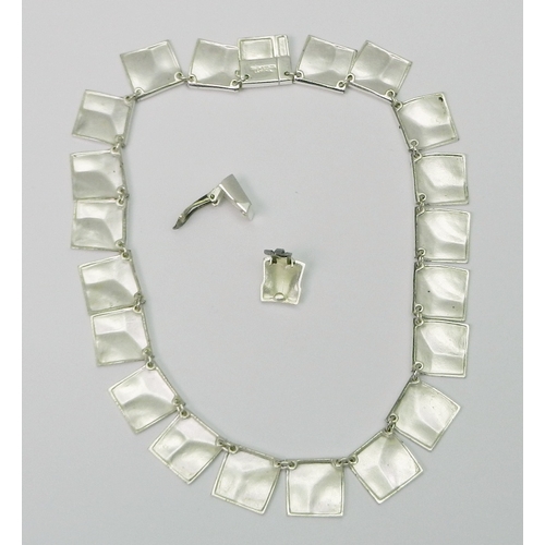 9 - Lapponia / Bjørn Weckström: a sterling silver fringe necklace and matching earrings 