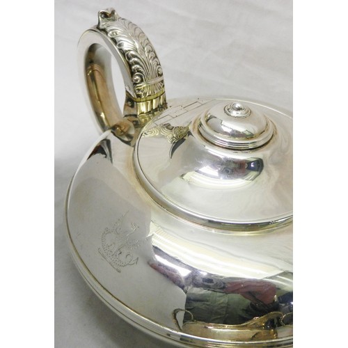 103 - A George IV York silver three piece tea set, comprising teapot, jug and bowl matched dates but same ... 
