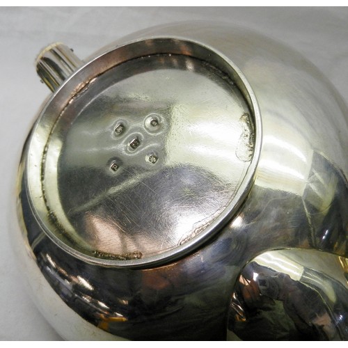 103 - A George IV York silver three piece tea set, comprising teapot, jug and bowl matched dates but same ... 