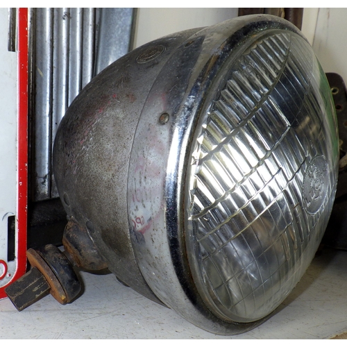 1 - Automobilia: an MG car radiator grill, possibly from a late 1960s Magnette?; a GPO 