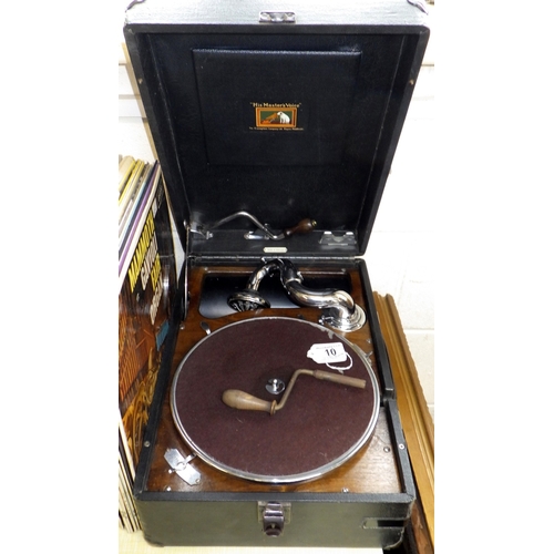 10 - An His Master's Voice portable gramophone, various 78rpm records; vinyl records incl Easy Listening ... 