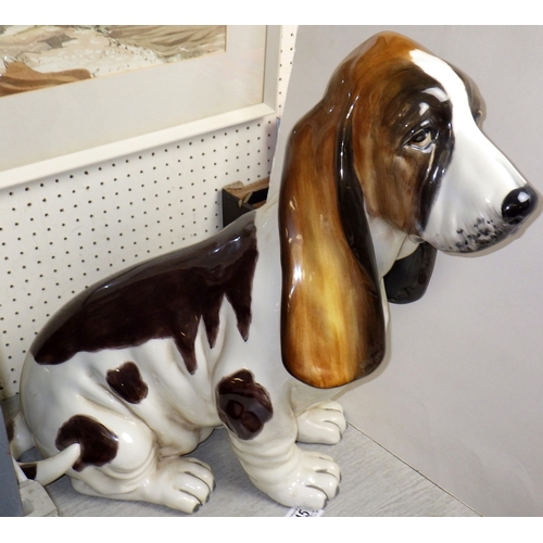 45 - A large ceramic basset hound, 48cm tall