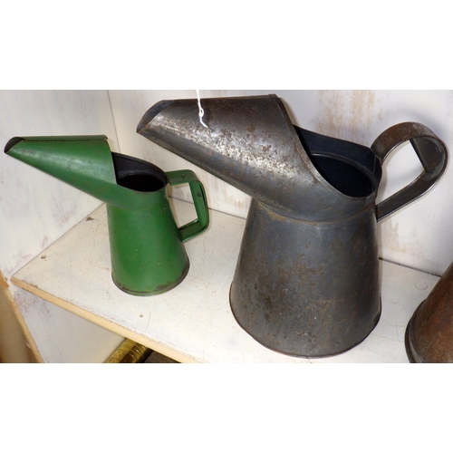 6 - Four various pourer cans incl Gallon measures (4)
