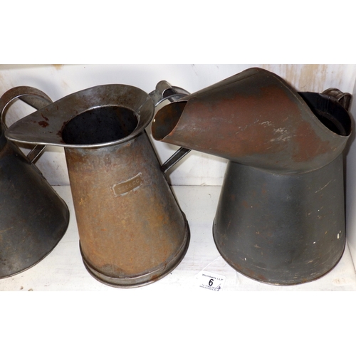 6 - Four various pourer cans incl Gallon measures (4)