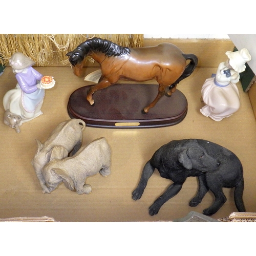 58 - A Doulton figure of the horse 'Spirit of Youth', two Nao figures and other collectables together wit... 