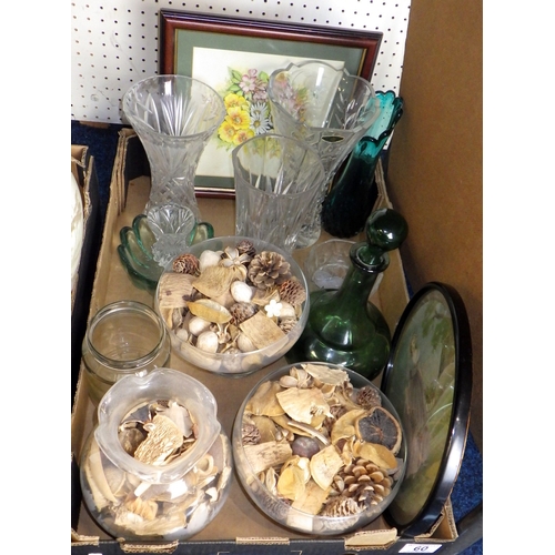60 - A floral vase together with pictures and various glassware (4)
