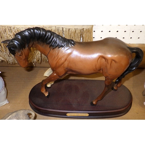 58 - A Doulton figure of the horse 'Spirit of Youth', two Nao figures and other collectables together wit... 