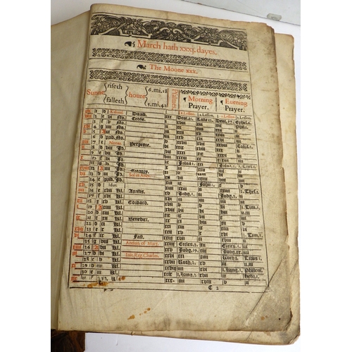 200 - Antiquarian books: 1634 Bible by Barker. Lacks title page and all before C2. Binding very worn, fron... 