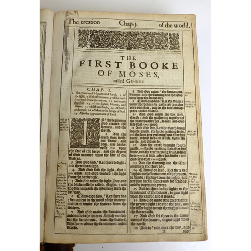 200 - Antiquarian books: 1634 Bible by Barker. Lacks title page and all before C2. Binding very worn, fron... 