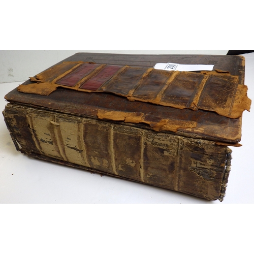 200 - Antiquarian books: 1634 Bible by Barker. Lacks title page and all before C2. Binding very worn, fron... 
