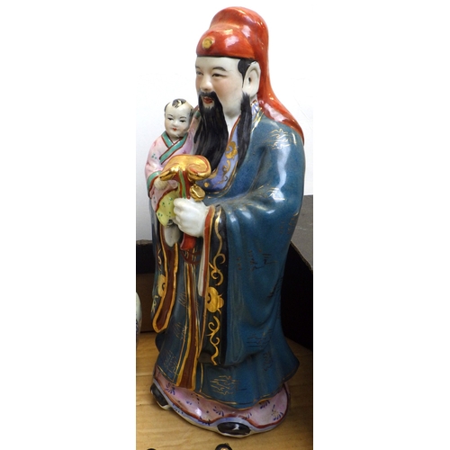 110 - Three pairs of Quan Yin figures, Buddha etc