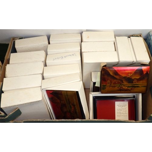 118 - A group of lanterns, lacquered plaques, wicker fans etc (qty)