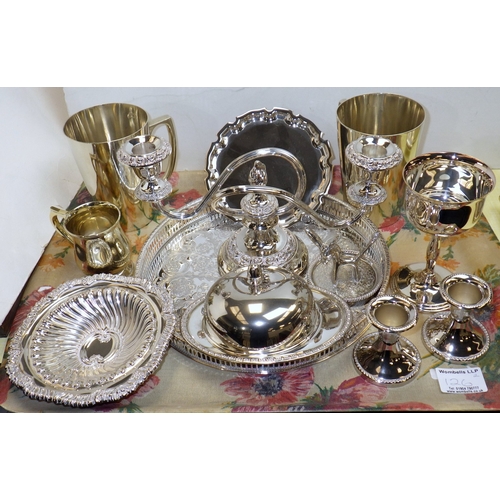 126 - A qty of good quality silver plated wares to inc Walker & Hall spirit kettle etc (2)