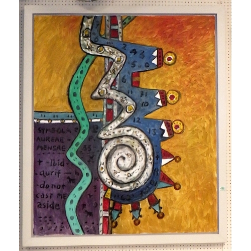 496 - Alan Davie: 'Do Not Cast Me Aside' oil on canvas 2011, signed verso; 113x133cm including frame. Arti... 