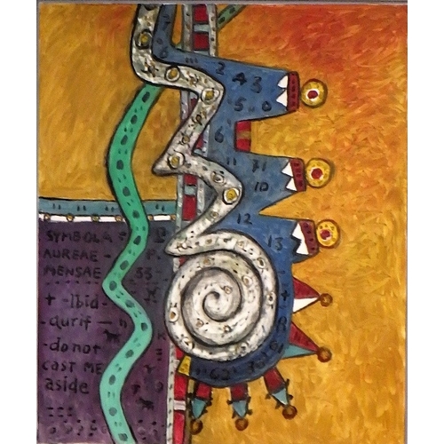 496 - Alan Davie: 'Do Not Cast Me Aside' oil on canvas 2011, signed verso; 113x133cm including frame. Arti... 