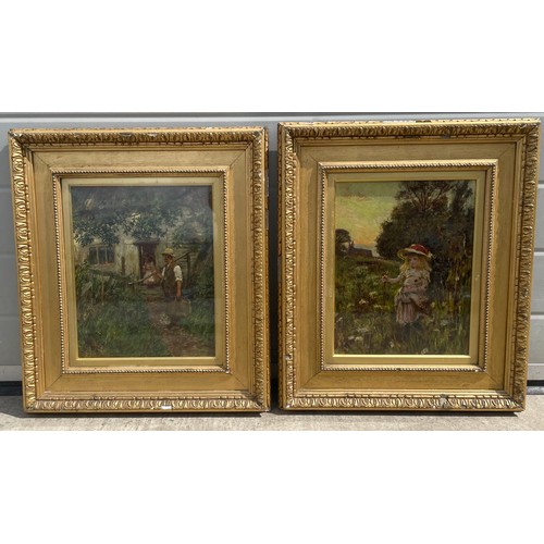 James Charles, (British, 1851-1906)
Two framed oil on canvas, Girl picking flowers in field unsigned, 45 x 52cm