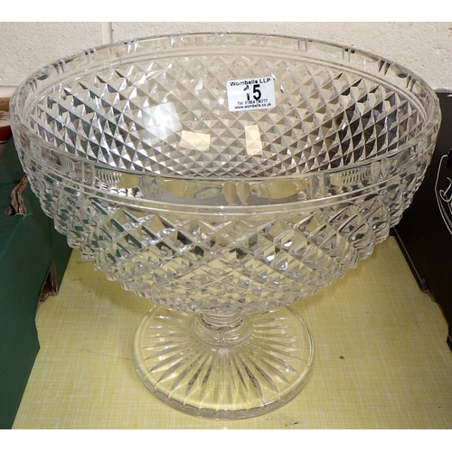 A large cut glass centre piece 21cm tall 25cm diameter