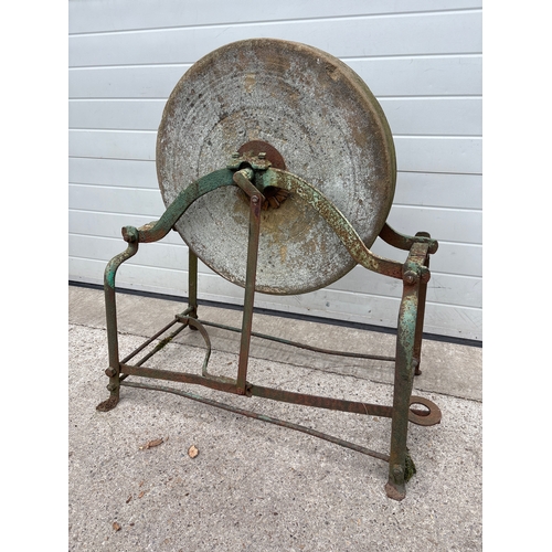 A 19thC pedal operated country house grinding wheel