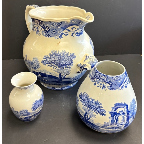 A very large Spode Italian jug together with two matching vase ...