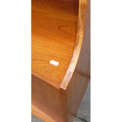 610 - A teak highbooard, some damage to corner, small crack, 151cm wide